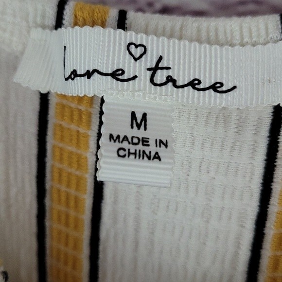 Love Tree Cream & Yellow Striped Jumper With Elasticized Waist & Bust. Size Med. - Picture 6 of 6